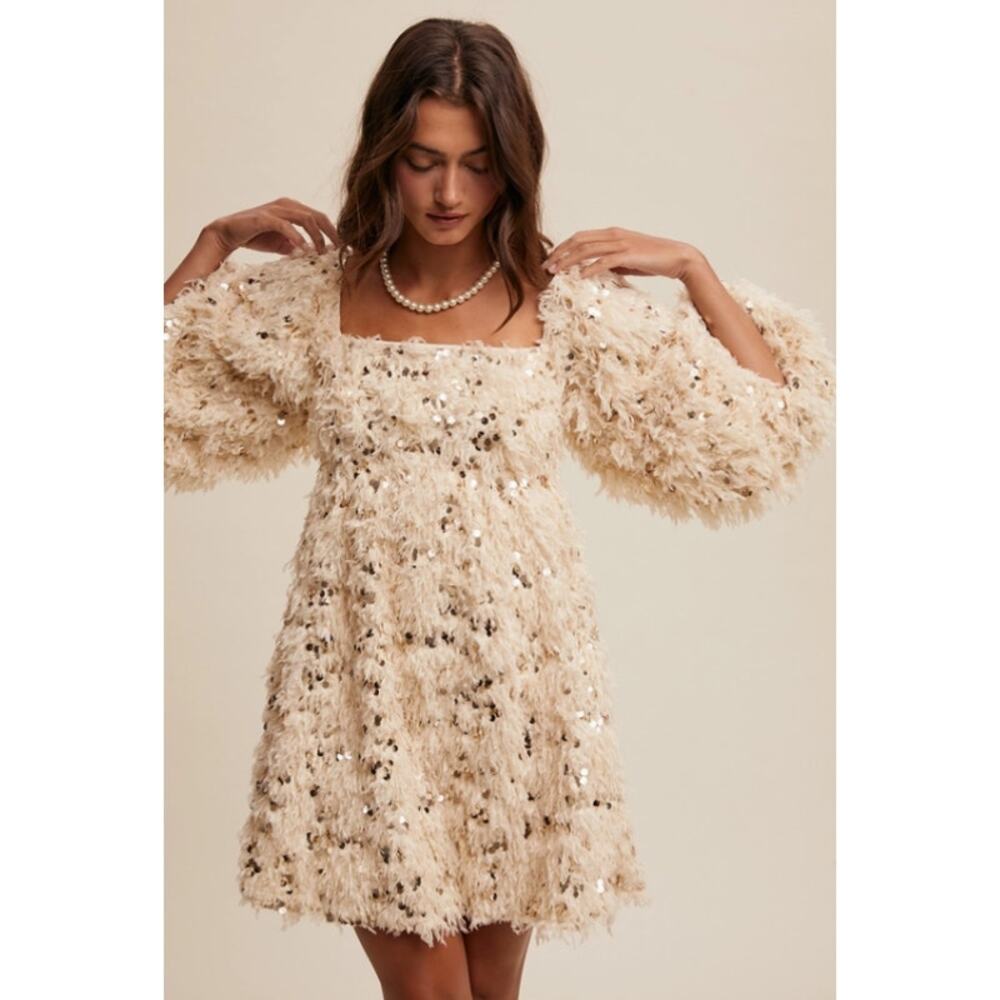 Sequin Fringe Mini Dress Holiday Dress Party Dress Christmas Night Out - Picture 2 of 4